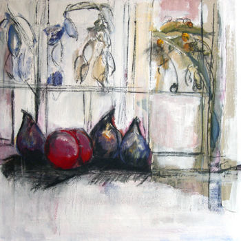 Painting titled "figues-peche-fenetr…" by Elisabeth Girard, Original Artwork