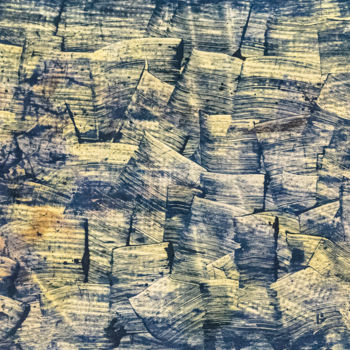 Malerei mit dem Titel "Magma bleu" von Elisabeth Laplante, Original-Kunstwerk, Acryl