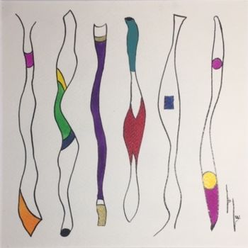 "Crayons 1" başlıklı Tablo Lis-Lev. tarafından, Orijinal sanat, Mürekkep Karton üzerine monte edilmiş