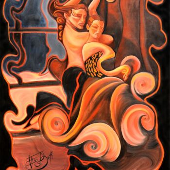 Painting titled "Flamenco" by Elisabeth Margarita Salinas, Original Artwork, Oil