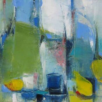 Pintura intitulada "Le verre bleu" por Elisabeth Montreuil, Obras de arte originais, Óleo