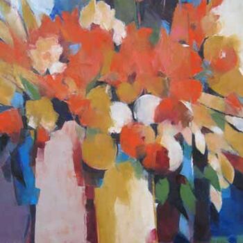 Schilderij getiteld "Bouquet orange" door Elisabeth Montreuil, Origineel Kunstwerk