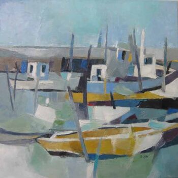 Painting titled "Les barges d'ostréi…" by Elisabeth Montreuil, Original Artwork