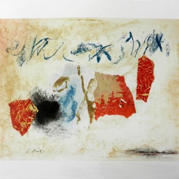 Ζωγραφική με τίτλο "Collage sur papier" από Elisabeth Poiret, Αυθεντικά έργα τέχνης, Μελάνι