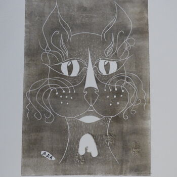 Estampas & grabados titulada "TIBOU" por Elisabeth Renard, Obra de arte original, Linograbados