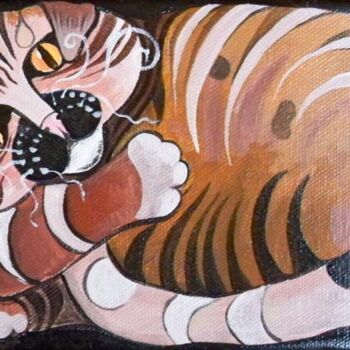 Peinture intitulée "série des chats coi…" par Elisabeth Renard, Œuvre d'art originale
