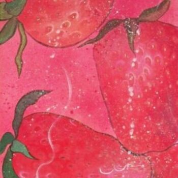 Malarstwo zatytułowany „fraises TAGADA” autorstwa Elisabeth Renard, Oryginalna praca, Akryl Zamontowany na Drewniana rama no…