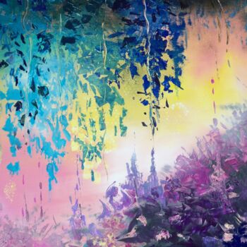 Pittura intitolato "Lumière de jungle _…" da Elisabeth Renard, Opera d'arte originale, Acrilico Montato su Telaio per barell…