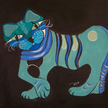 Peinture intitulée "Maya bleue" par Elisabeth Renard, Œuvre d'art originale, Acrylique