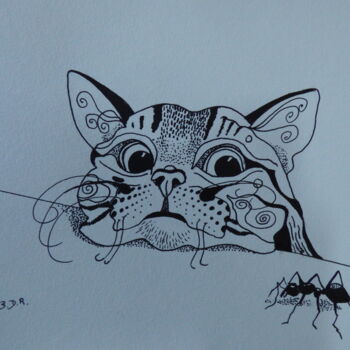 Dessin intitulée "La grosse fourmi" par Elisabeth Renard, Œuvre d'art originale, Encre