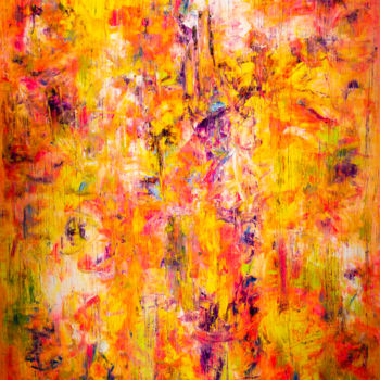 Painting titled "Primavera" by Elisabeth Vaz, Original Artwork, Oil Mounted on Wood Stretcher frame