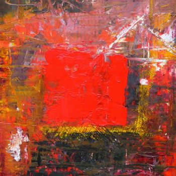 Pintura titulada "carré rouge huile-s…" por Elisabeth Ait Larbi-Mangourny, Obra de arte original, Oleo