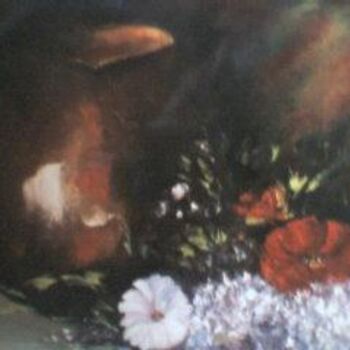 Pintura intitulada "tacho de  flores" por Elisabeth Ebailoni, Obras de arte originais