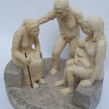 Sculpture titled "Quatre générations,…" by Elisabeth Fillet, Original Artwork, Clay