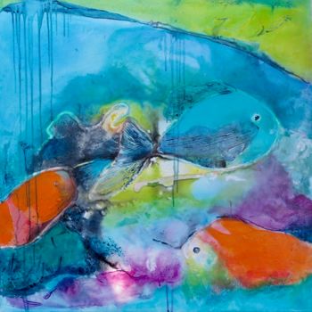 Pintura titulada "paysage sous marin 2" por Elisabeth Pierret, Obra de arte original, Oleo Montado en Bastidor de camilla de…