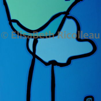 Peinture intitulée "Two Blue Coquelicots" par Elisabeth Ricolleau Artiste Peintre, Œuvre d'art originale