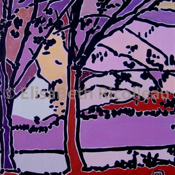 Peinture intitulée "Vallée 02 lilas" par Elisabeth Ricolleau Artiste Peintre, Œuvre d'art originale