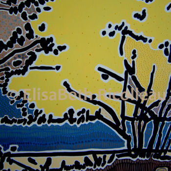 Painting titled "Vallée 03 jaune" by Elisabeth Ricolleau Artiste Peintre, Original Artwork