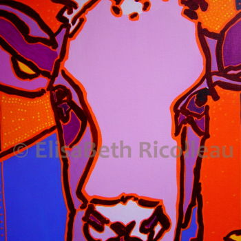 Malerei mit dem Titel "Pop Cow" von Elisabeth Ricolleau Artiste Peintre, Original-Kunstwerk