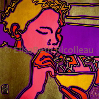Painting titled "Purple and Yellow B…" by Elisabeth Ricolleau Artiste Peintre, Original Artwork