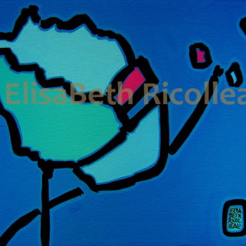 Peinture intitulée "Blue Coquelicot" par Elisabeth Ricolleau Artiste Peintre, Œuvre d'art originale