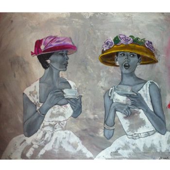 Malerei mit dem Titel "Talk and coffee" von Elisabetta Grappasonni, Original-Kunstwerk, Acryl