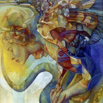 Malerei mit dem Titel "Arpia Arcobaleno" von Elisabetta Trevisan, Original-Kunstwerk, Öl