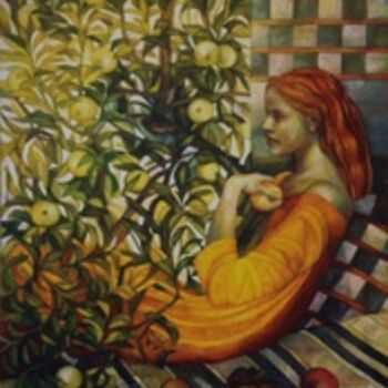 Painting titled "La signora delle me…" by Elisabetta Trevisan, Original Artwork, Oil