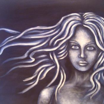 Painting titled "donna in blu - woma…" by Elisabetta Florio, Original Artwork