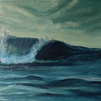 Painting titled "Vague bleue" by Elise Broca, Original Artwork, Acrylic Mounted on Wood Stretcher frame