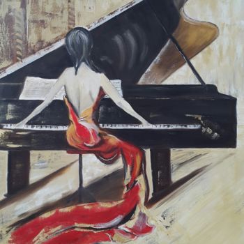 Schilderij getiteld "Pianiste" door Elise Wouters, Origineel Kunstwerk, Olie