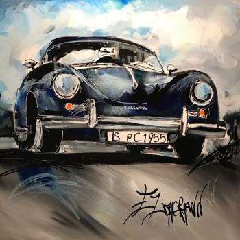 Painting titled "Porsche. À la ligne" by Elise Zimmermann, Original Artwork
