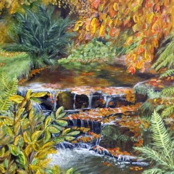 Malerei mit dem Titel "Autumn Pool" von Eliseferguson.Co.Uk, Original-Kunstwerk, Öl