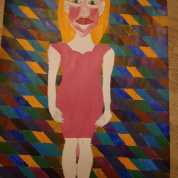 Peinture intitulée "La dame rousse" par Elissa Gucci, Œuvre d'art originale, Acrylique