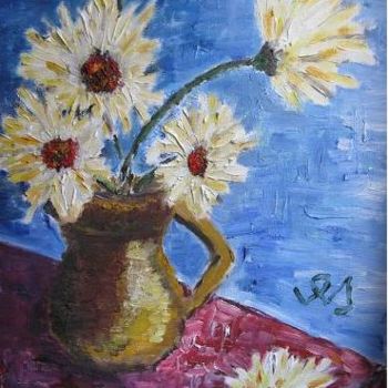 Peinture intitulée "Crisantemos" par Elizabeth S, Œuvre d'art originale