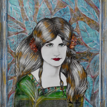 Collages intitolato "La Muse" da Elisabeth Tiffon (Eli TIFFON CUENCA), Opera d'arte originale, Acrilico