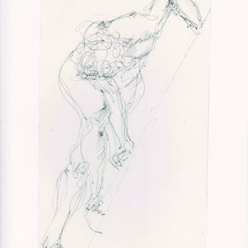 Dessin intitulée "L'acrobate I" par Elisabeth Tiffon (Eli TIFFON CUENCA), Œuvre d'art originale, Stylo à bille