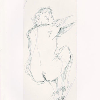Dessin intitulée "L'acrobate III" par Elisabeth Tiffon (Eli TIFFON CUENCA), Œuvre d'art originale, Stylo à bille