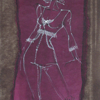 Drawing titled "Esquisse La Gitane" by Elisabeth Tiffon (Eli TIFFON CUENCA), Original Artwork, Ink