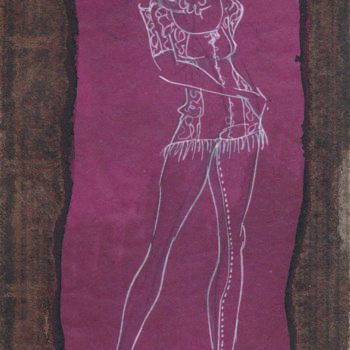 图画 标题为“Esquisse La Gitane I” 由Elisabeth Tiffon (Eli TIFFON CUENCA), 原创艺术品, 墨