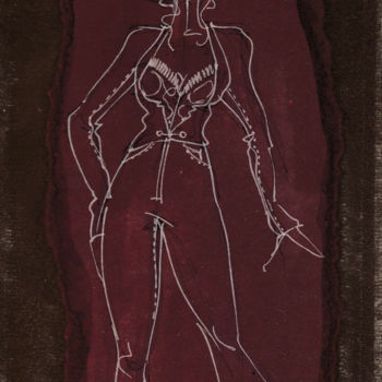 Dessin intitulée "Esquisse La Gitane…" par Elisabeth Tiffon (Eli TIFFON CUENCA), Œuvre d'art originale, Encre