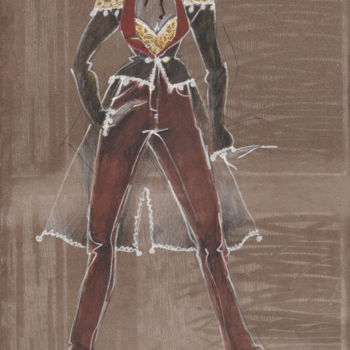 Desenho intitulada "La Gitane" por Elisabeth Tiffon (Eli TIFFON CUENCA), Obras de arte originais, Tinta