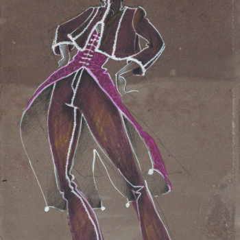 Dibujo titulada "La Gitane I" por Elisabeth Tiffon (Eli TIFFON CUENCA), Obra de arte original, Tinta