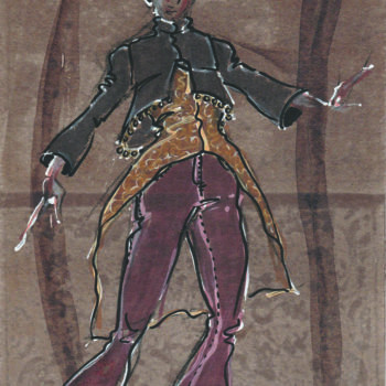 Tekening getiteld "La Gitane III" door Elisabeth Tiffon (Eli TIFFON CUENCA), Origineel Kunstwerk, Inkt