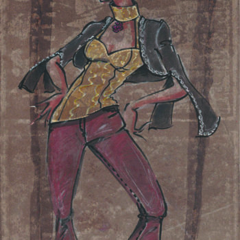 Рисунок под названием "La Gitane V" - Elisabeth Tiffon (Eli TIFFON CUENCA), Подлинное произведение искусства, Чернила