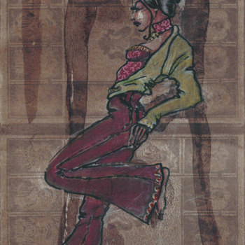 图画 标题为“La Gitane VII” 由Elisabeth Tiffon (Eli TIFFON CUENCA), 原创艺术品, 墨