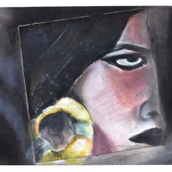 Dessin intitulée "Les yeux noirs" par Elisabeth Tiffon (Eli TIFFON CUENCA), Œuvre d'art originale, Pastel