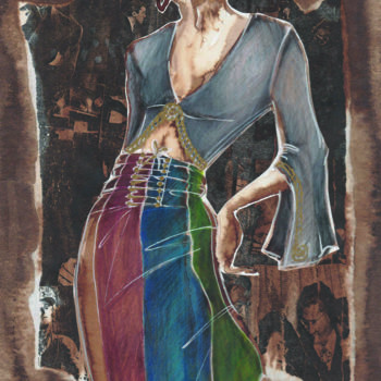 Σχέδιο με τίτλο "Cécile au César I" από Elisabeth Tiffon (Eli TIFFON CUENCA), Αυθεντικά έργα τέχνης, Μελάνι