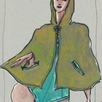 Rysunek zatytułowany „La Baigneuse en cro…” autorstwa Elisabeth Tiffon (Eli TIFFON CUENCA), Oryginalna praca, Atrament