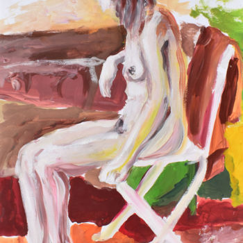 Painting titled "Femme assise" by Elisabeth Tiffon (Eli TIFFON CUENCA), Original Artwork, Acrylic